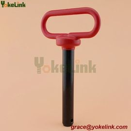 Red handle hitch pin for boats, campers, trailers, equipment and other valuable assets