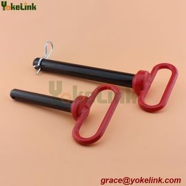 Red handle hitch pin for boats, campers, trailers, equipment and other valuable assets