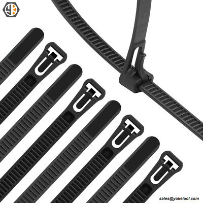Black Reusable Releasable Adjustable Nylon Cable Zip Ties
