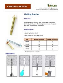 6 X 40 Quick and easy through fixing installation Ceiling Anchor