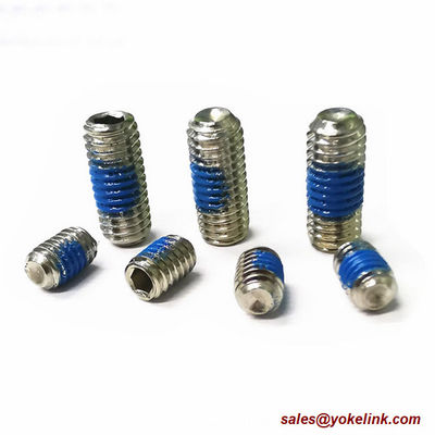 ASME B18.3, Alloy Steel, Stainless Steel Socket Set screws with Ball Point, Nylok patch