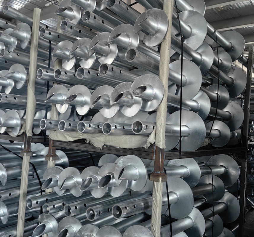 Round Shaft Helical Screw Pile Galvanized ASTM A153 Standard Helical Pile Anchor For Solar Energy Related Parts